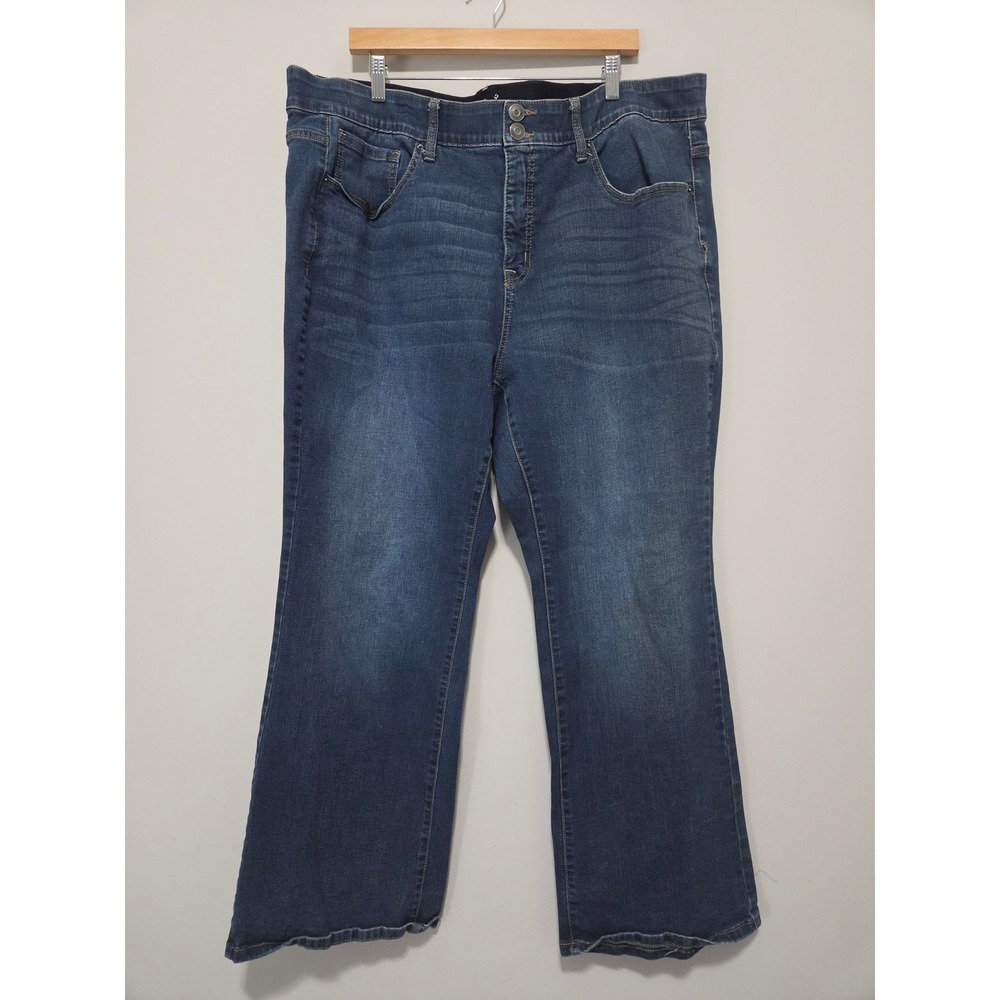 Terra & Sky Bootcut Jeans Womens 24W Petite Dark Wash Stretch Denim TS49875DD